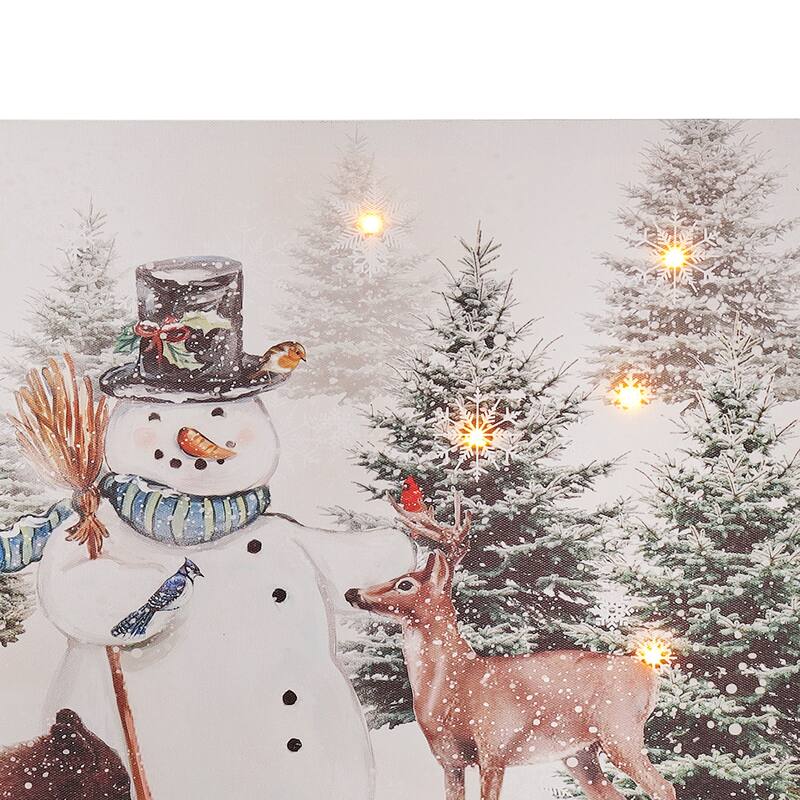 16"X24" LED Battery Operated Timer Animals With Snowman Print - 16" x 24"
