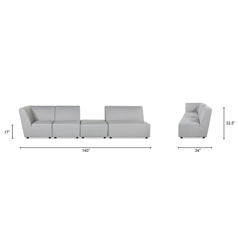 Cleo 140" Outdoor Sectional Sofa with Ottoman