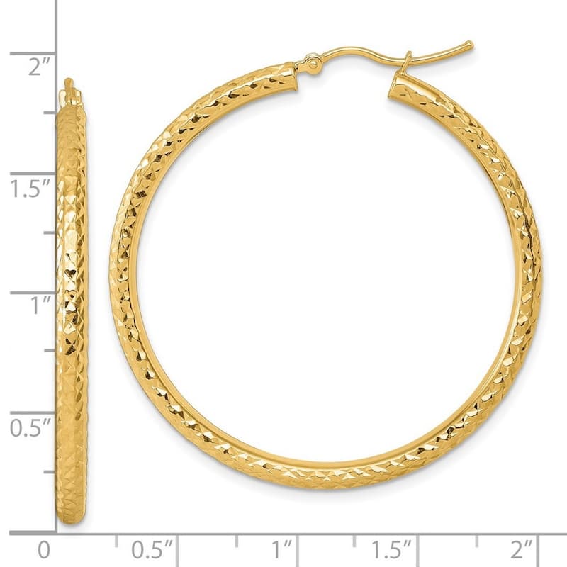 Curata 14k Yellow Gold Sparkle Cut Round Hoop Earrings - 45x45mm