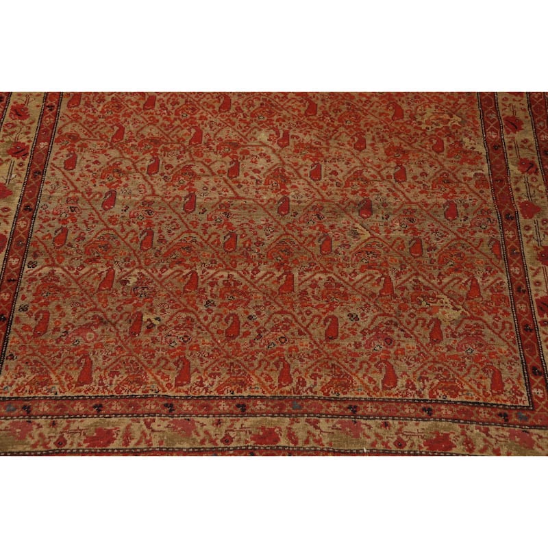 Hand Knotted Oriental 100% Wool Carpet Traditional All-Over Brown Sarouk Area Rug - 6' 3'' X 4' 3''