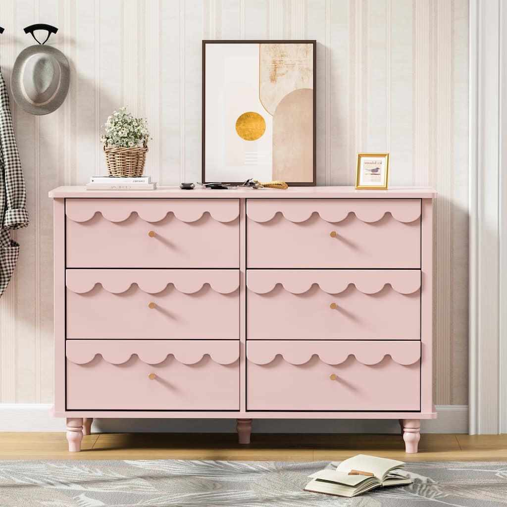 6 Drawers Chest Of Dresser Storage Cabinet Curved Design Organizer