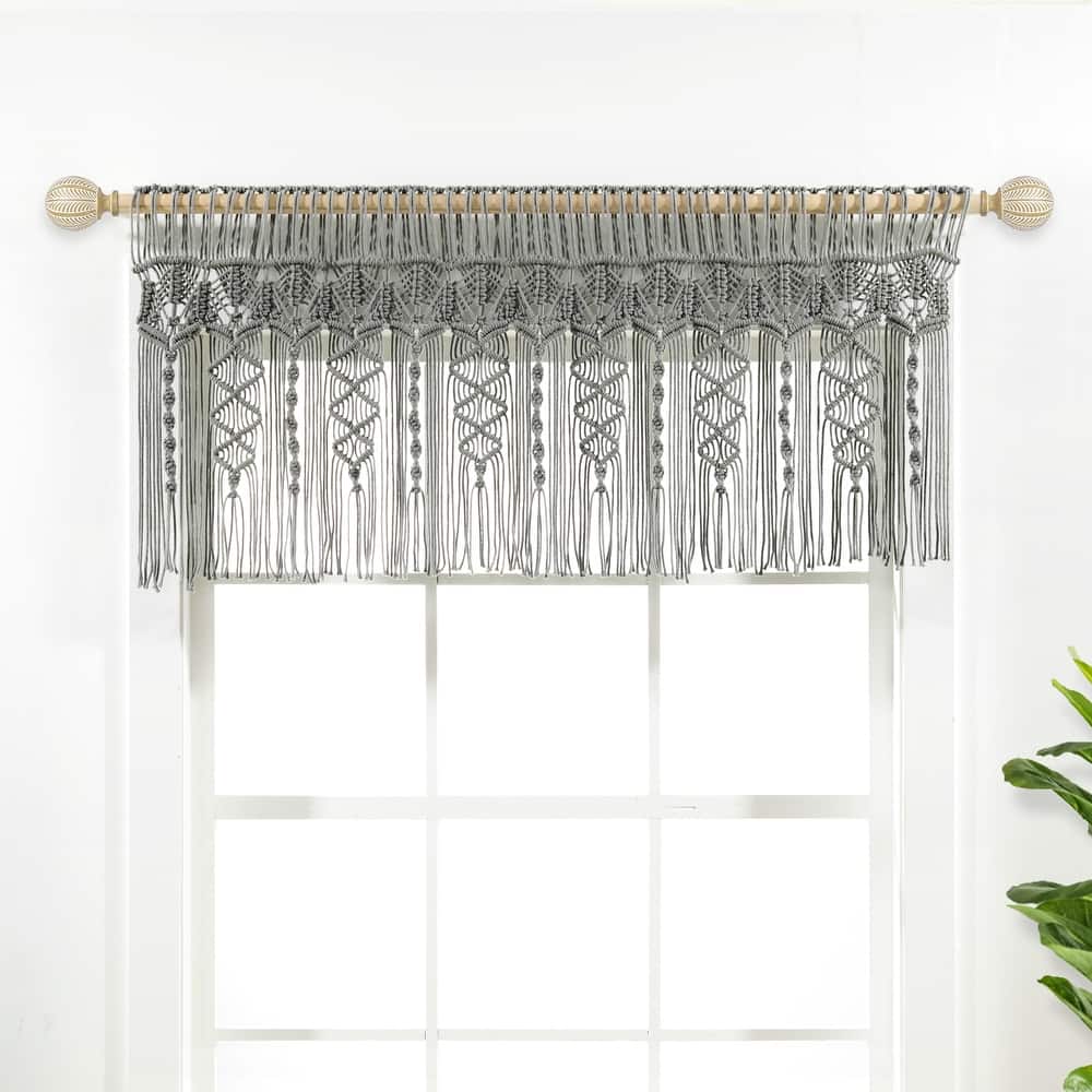 Lush Decor Boho Macrame Textured Cotton Valance/Kitchen Curtain/Wall Decor