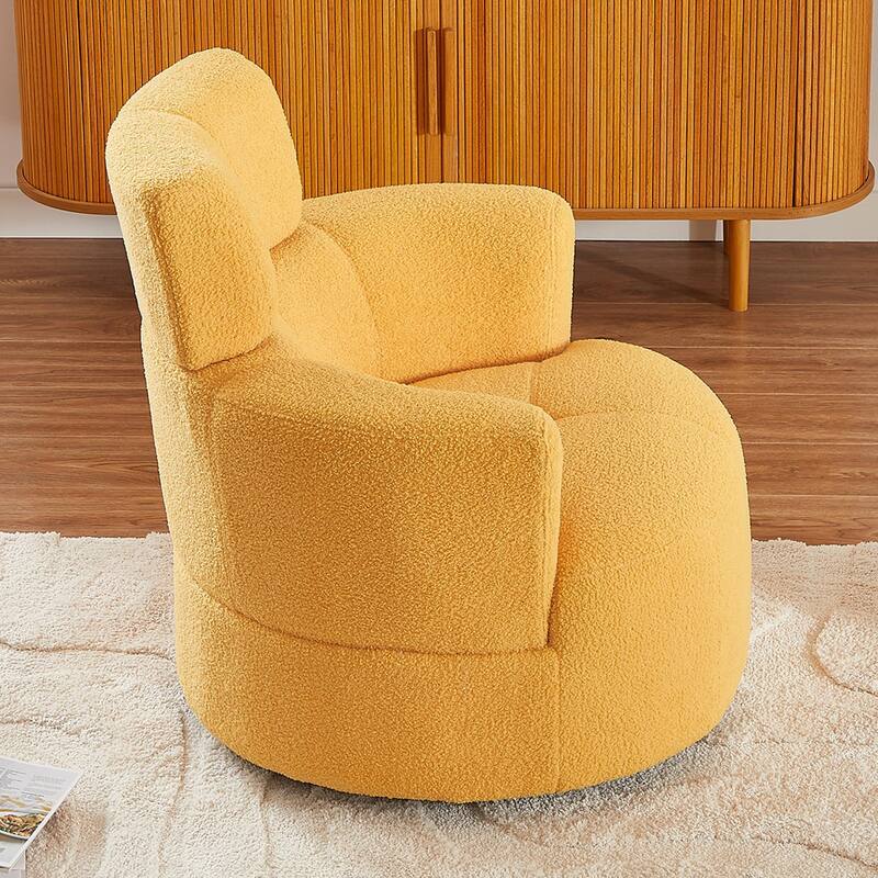 Swivel Chair Accent Chair Barrel Chair with Cushioned Seat, Round Sofa Chair with Adjustable Headrest