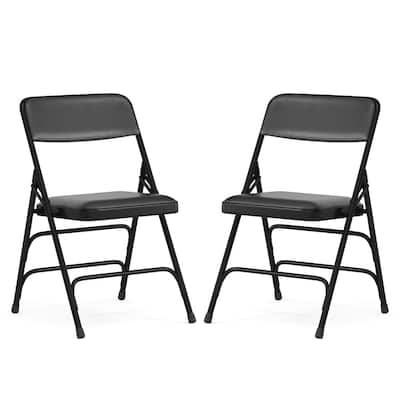 Set of 2 Metal Folding Chairs with Padded Seats