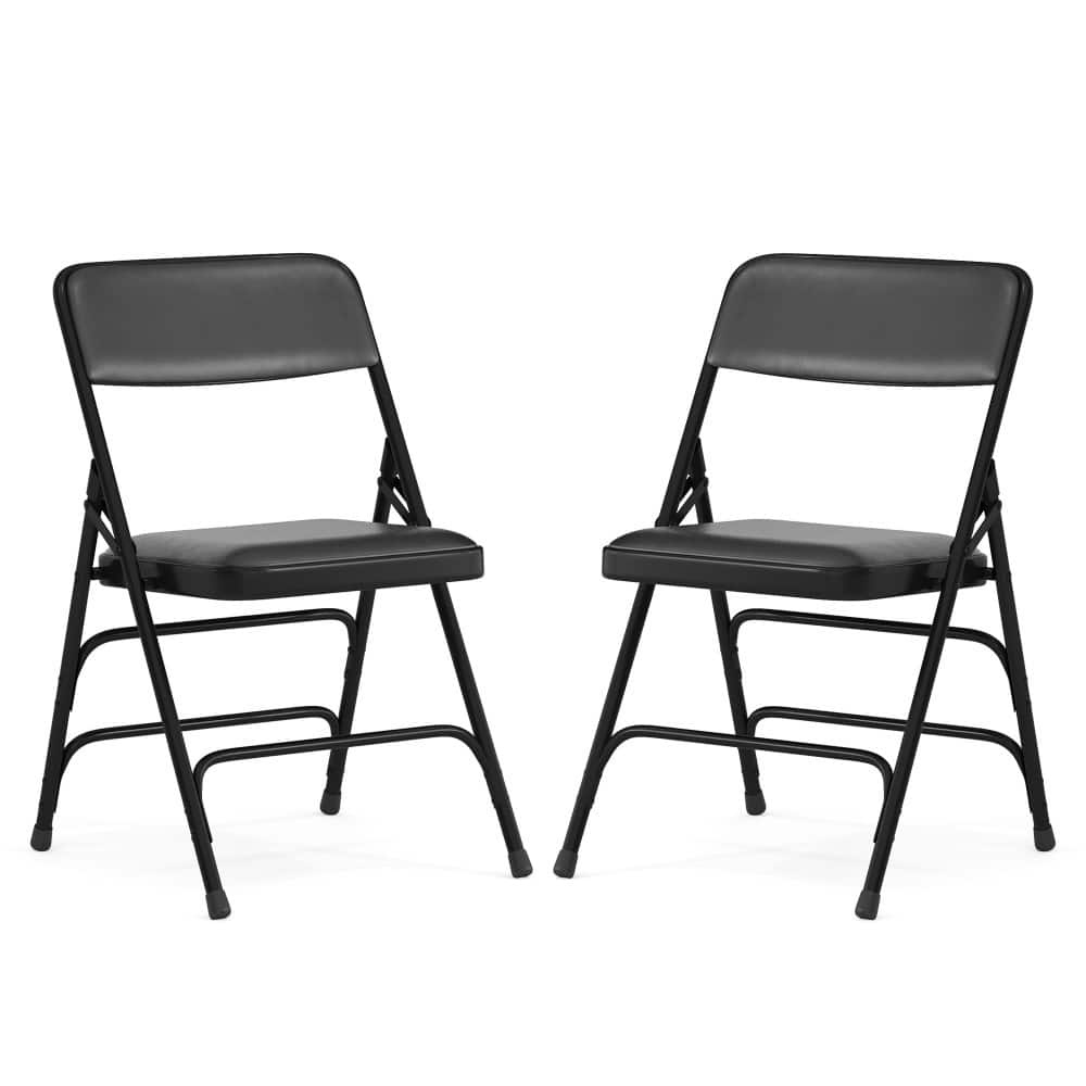 Set of 2 Metal Folding Chairs with Padded Seats