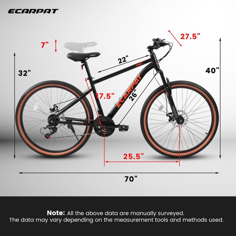 27 Inch Mountain Bike with High Carbon Steel Frame, Disc Brakes for Commuting, Travel and Adventures