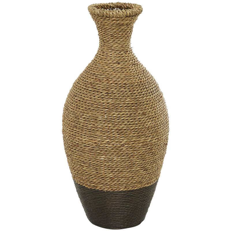 Seagrass Handmade Tall Woven Floor Vase - Brown - Roche River Decor