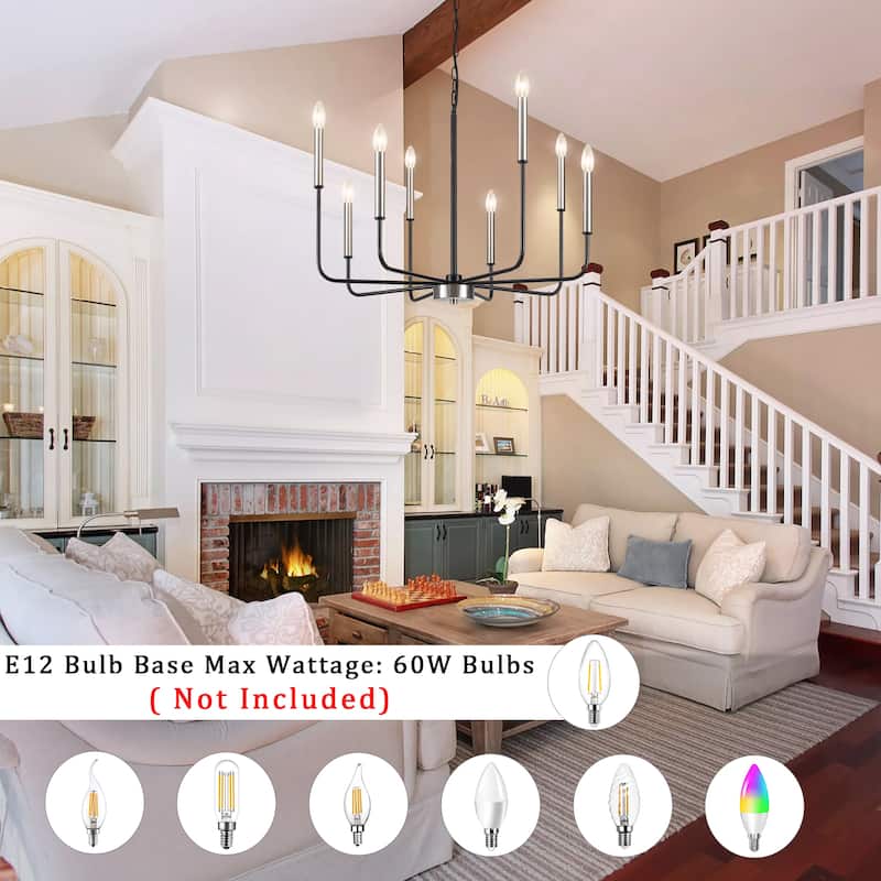 Farmhouse Chandelier, 8-Light Classic Candle Metal Chandelier for Dining Room Living Room Bedroom Kitchen - W26.96"x H34.44"