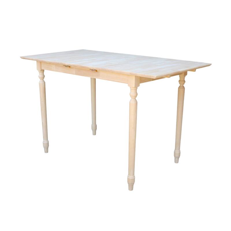 International Concepts 32-inch Wide Unfinished Turned Style Parawood Counter Height Dining Table with Butterfly Extension