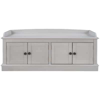 4-door Storage Bench with Adjustable Shelves and Removable Cushion - 42.7"L x 15.9"W x 17.4"H