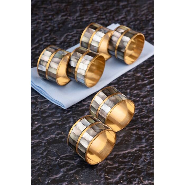 Primrose Black Pearl Napkin Rings, Set of 6