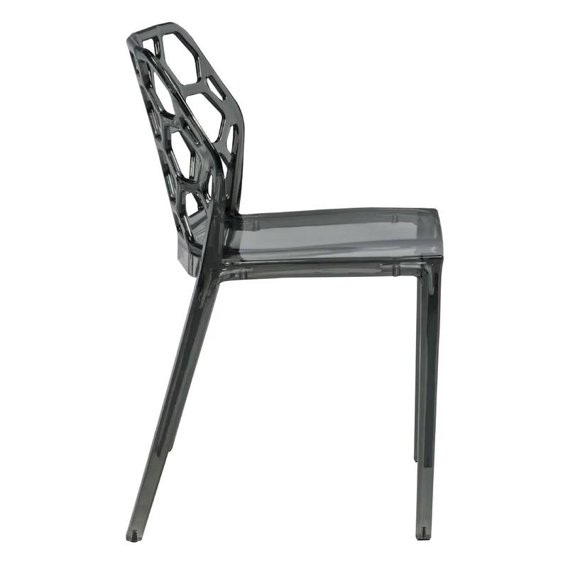 Dynamic Modern Transparent Honeycomb Cut Out Lucite Stackable Dining Chair for Home Dining Rooms Patio Commercial Event Seating
