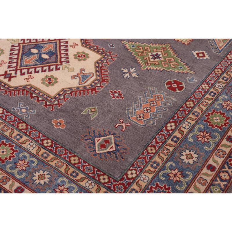 Tribal Kazak Kasen Gray/Blue Wool Rug - 8'3'' x 9'9''