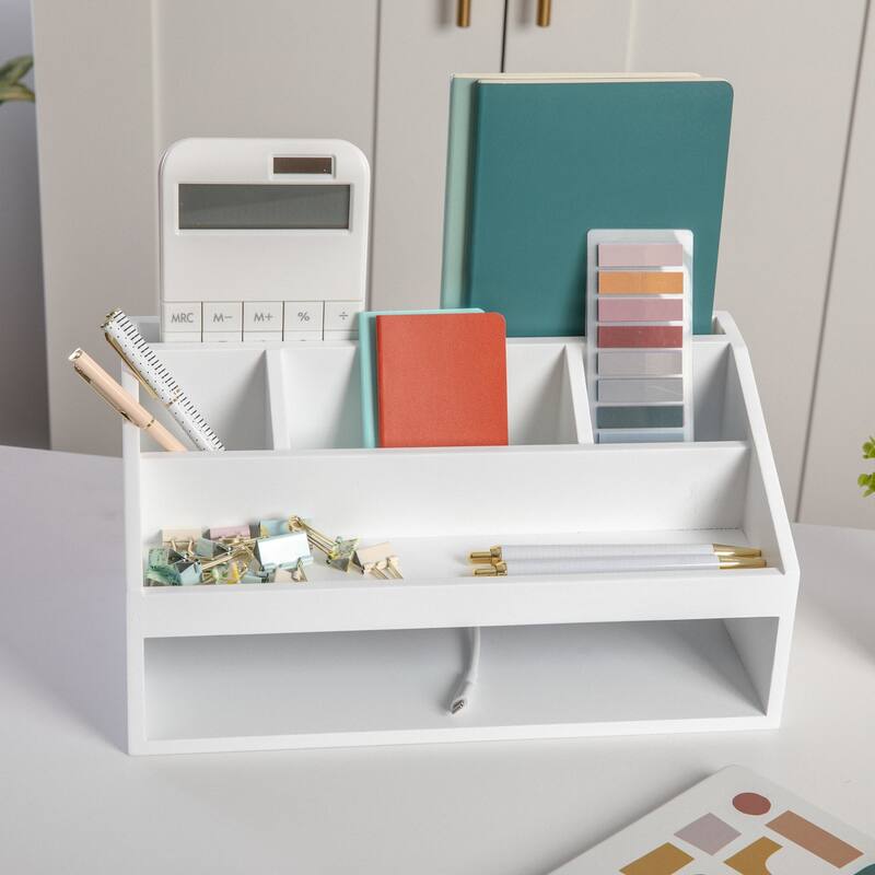 Flash Furniture LY-E20615-WH-MS Weston 6" Tall Office Organizer with