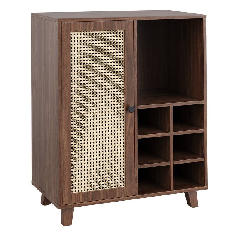 Sideboard Cabinet with Storage, 34 Inch Wine Bar Cabinet with Wine Racks, Buffet Cabinets for Home, Living Room - Walnut
