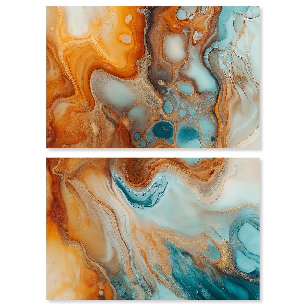 Marbled Flow Canvas Set of 2 by Art Remedy, Gallery Wrapped