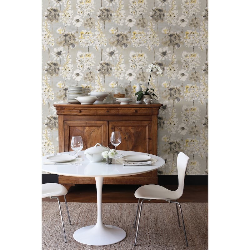 A-Street Prints Marilla Yellow Watercolor Floral Wallpaper