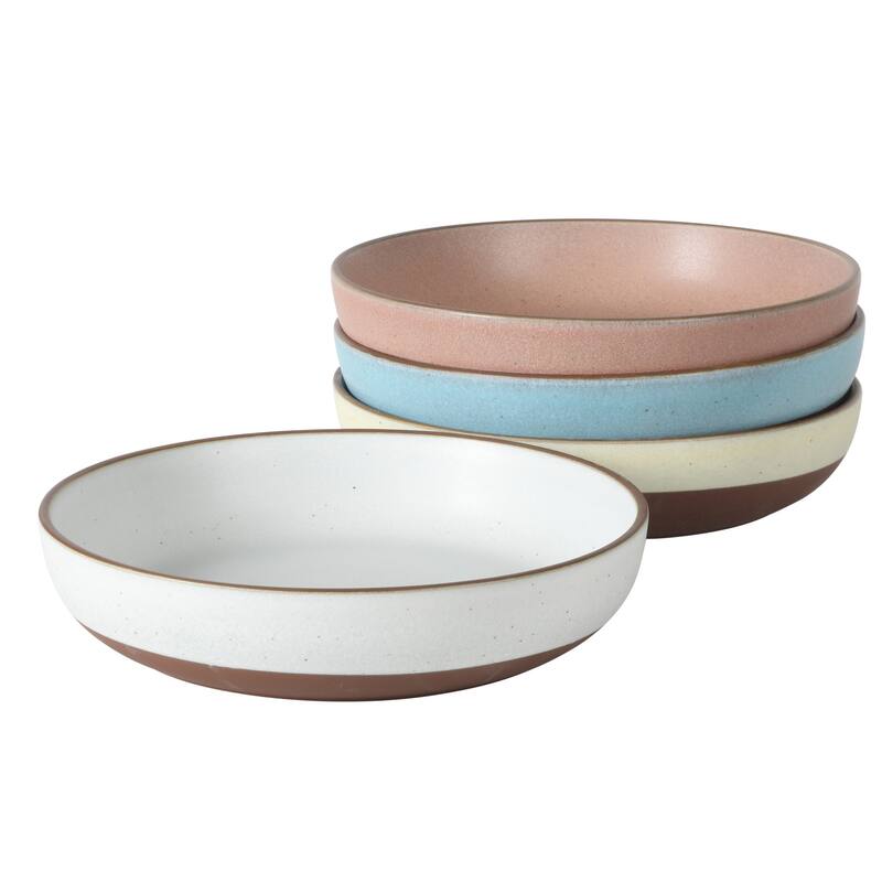 Gibson Elite William Crest 4 Piece Dinner Bowl Set, 8.5" Round Stoneware Reactive Glaze Finish, Large Soup, Pasta & Salad Bowls - Multi-Color