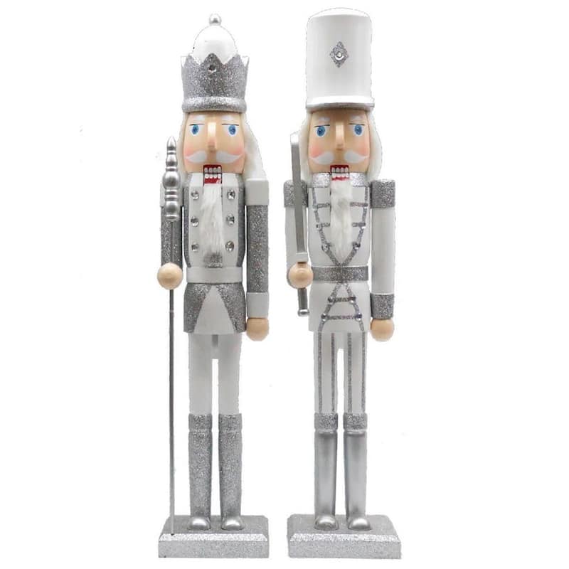 Set of 2 King and Guard Traditional Bejeweled Christmas Nutcrackers 24"