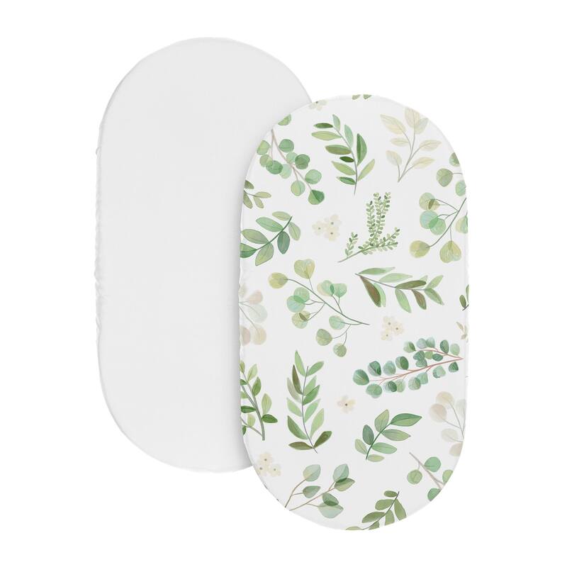 Sweet Jojo Designs Boho Floral Leaf Boy Girl Unisex/Gender Neutral 2 Pack Baby Bassinet Fitted Sheets Bohemian Watercolor Nature