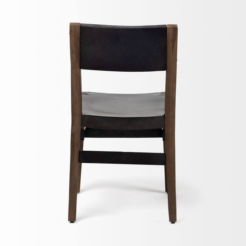 HomeRoots Black And Brown Metal and Wood Open Back Dining Side Chair - 18.00 in. x 31.00 in. x 16.80 in.