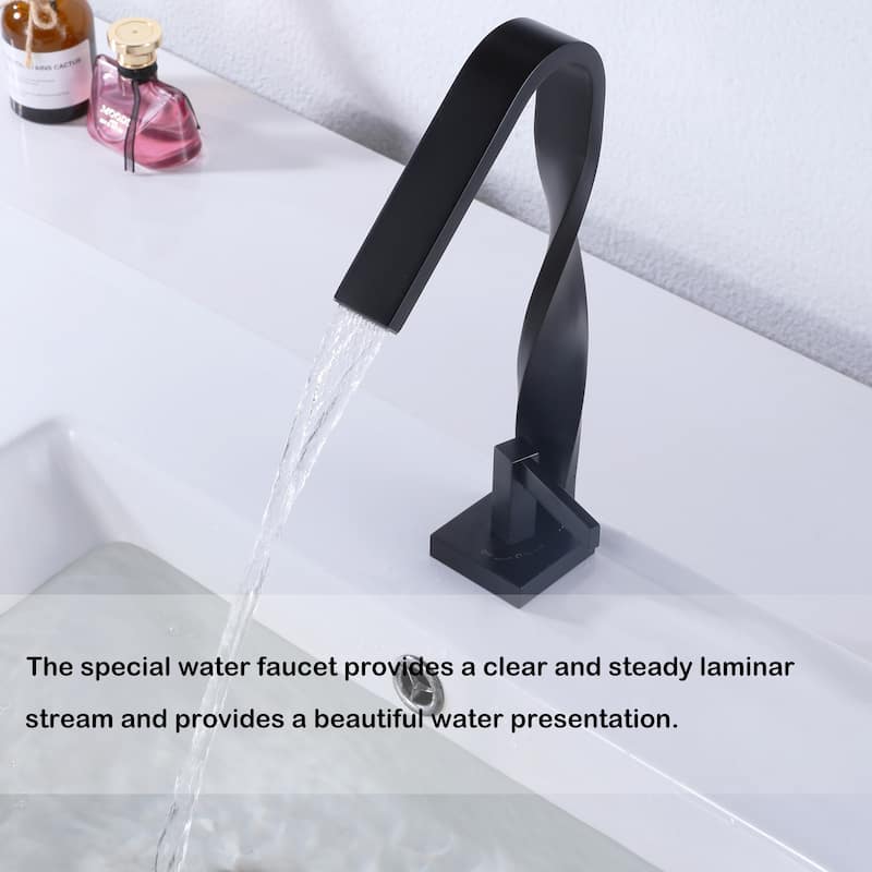 11''H Deck-mounted Spiral Bathroom Vessel Sink Faucet Single Hole In Black / Gold - Matte Black