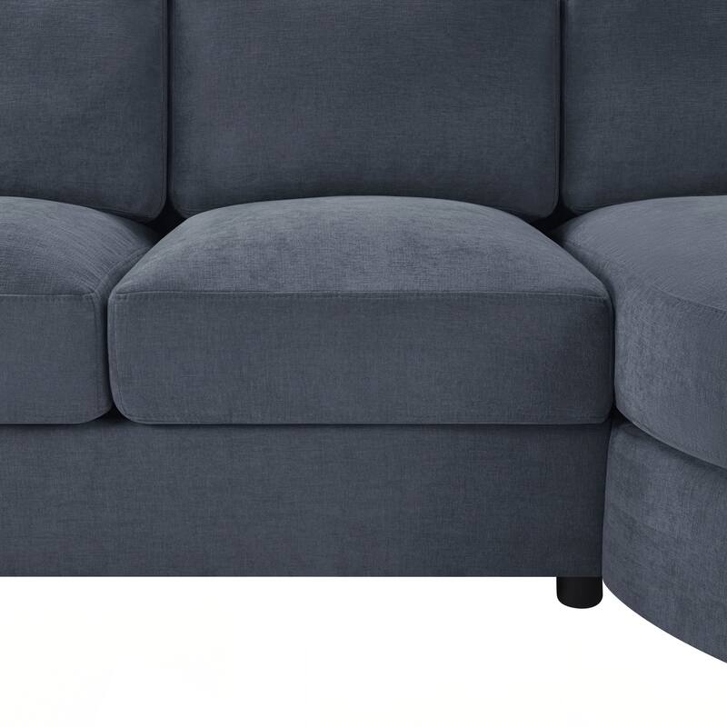 Modern Sectional Sofa 84.6" L-shaped Sofa Couch with a Curved Chaise Lounge