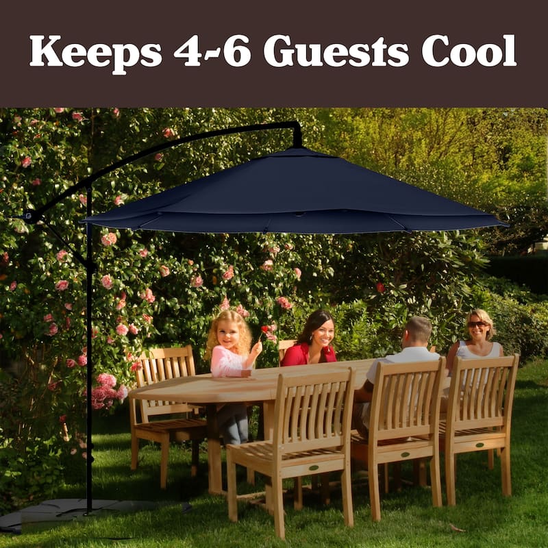 10ft Offset Patio Umbrella - 8ft Tall Hanging Cantilever Umbrella - Fade-Resistant Shade Umbrella by Pure Garden (Navy Blue)