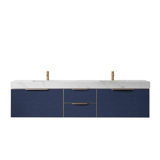 Alicante 84" Double Vanity in Blue with Sintered Stone Top