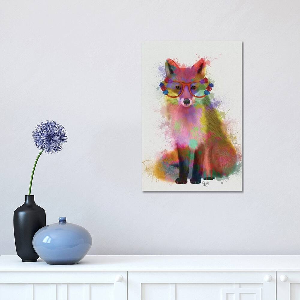 iCanvas "Rainbow Splash Fox II" by Fab Funky Canvas Print