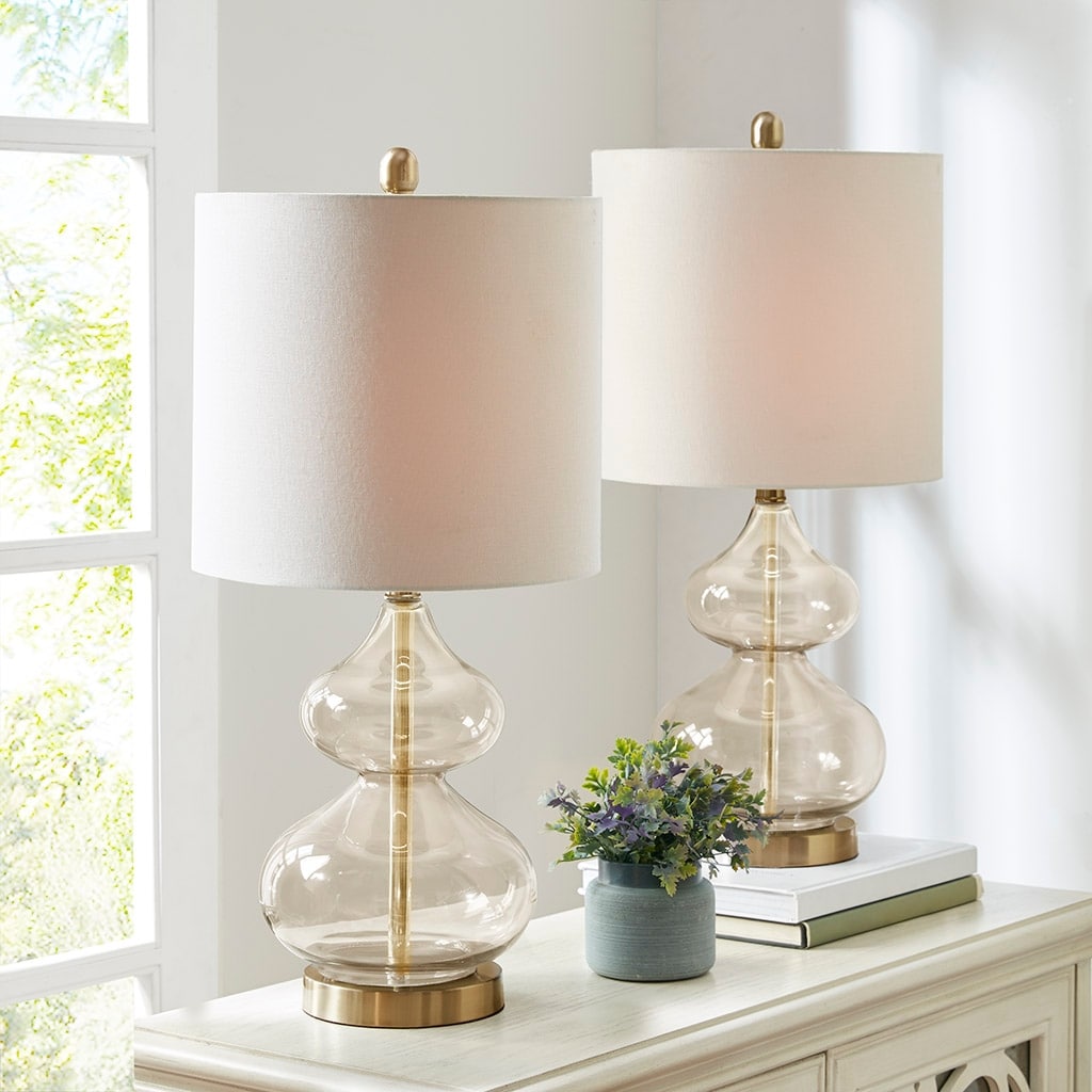 Ellipse Curved Gourd Glass Table Lamp, Set of 2
