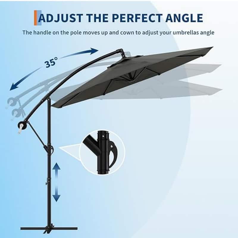 10' Cantilever Large Parasol with Cross Base, Navy