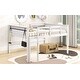 preview thumbnail 4 of 6, White Wood Full Size Loft Bed with Hanging Clothes Racks