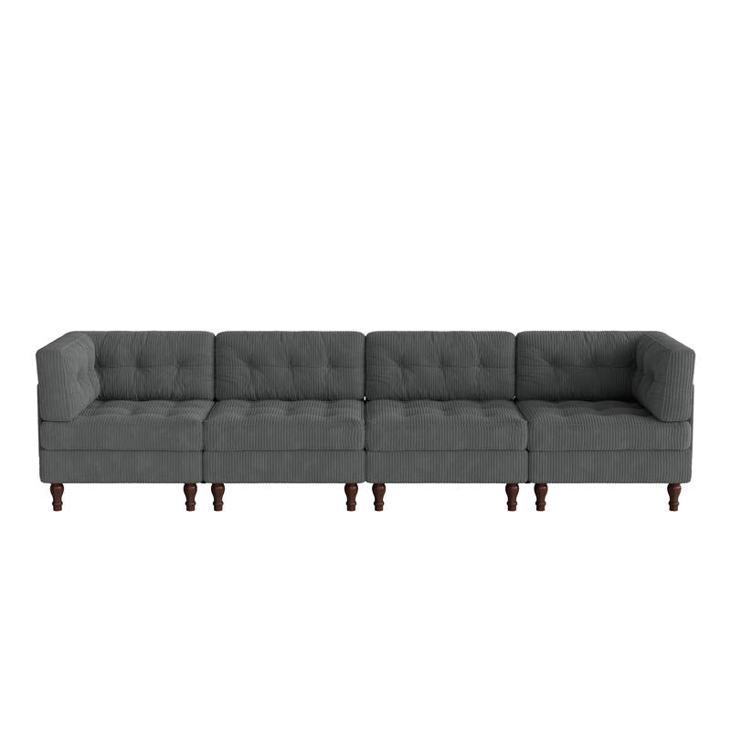 UIXE 4-Piece Corduroy Upholstered Modular Sectional Sofa for Living Room