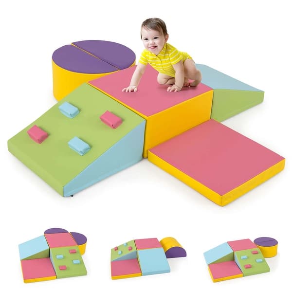 slide 2 of 6, Toddler Climbing Toys Indoor 6 Pieces Soft Play Blocks w/EPE Foam - Multi-Color Multi-Color