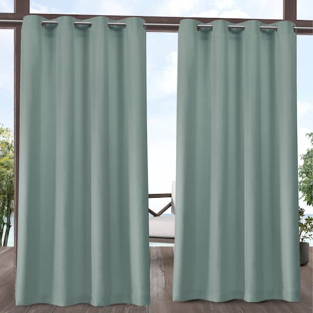 ATI Home Delano Indoor/Outdoor Grommet Top Curtain Panel Pair - 54X108 - Seafoam