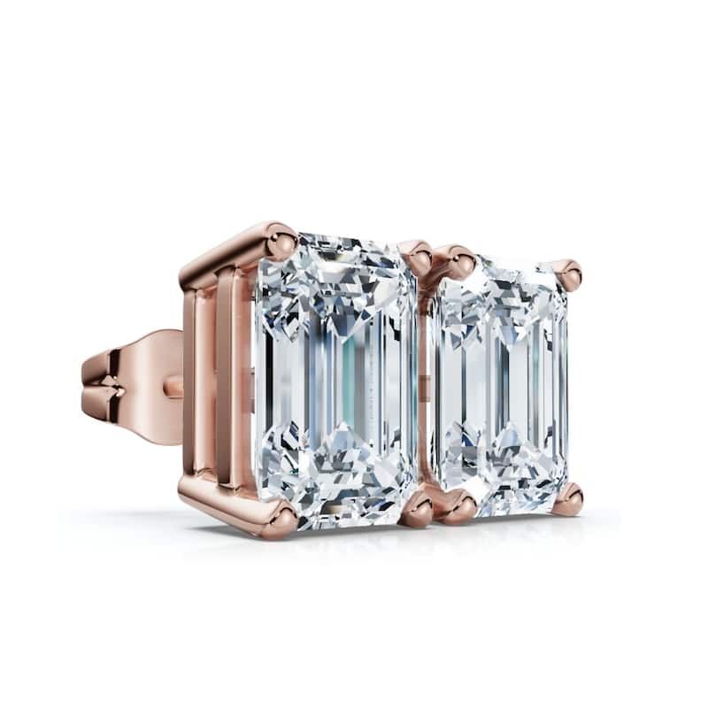 Bliss Diamond 2Ct TW Emerald Cut Diamond Studs Gold Lab Grown - Rose