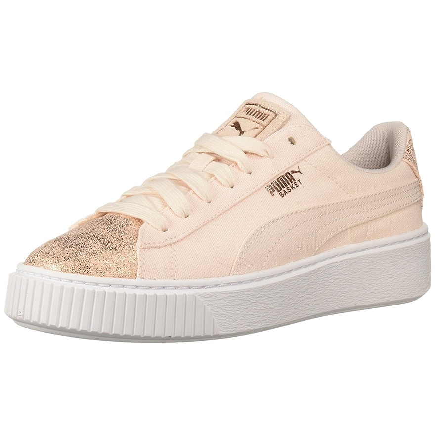 Shop Puma Womens Basket Platform Canvas Low Top Lace Up Fashion