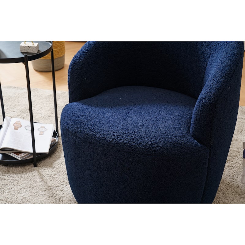 Swivel Teddy fabricaccent armchair barrel chair with black powder coating metal ring