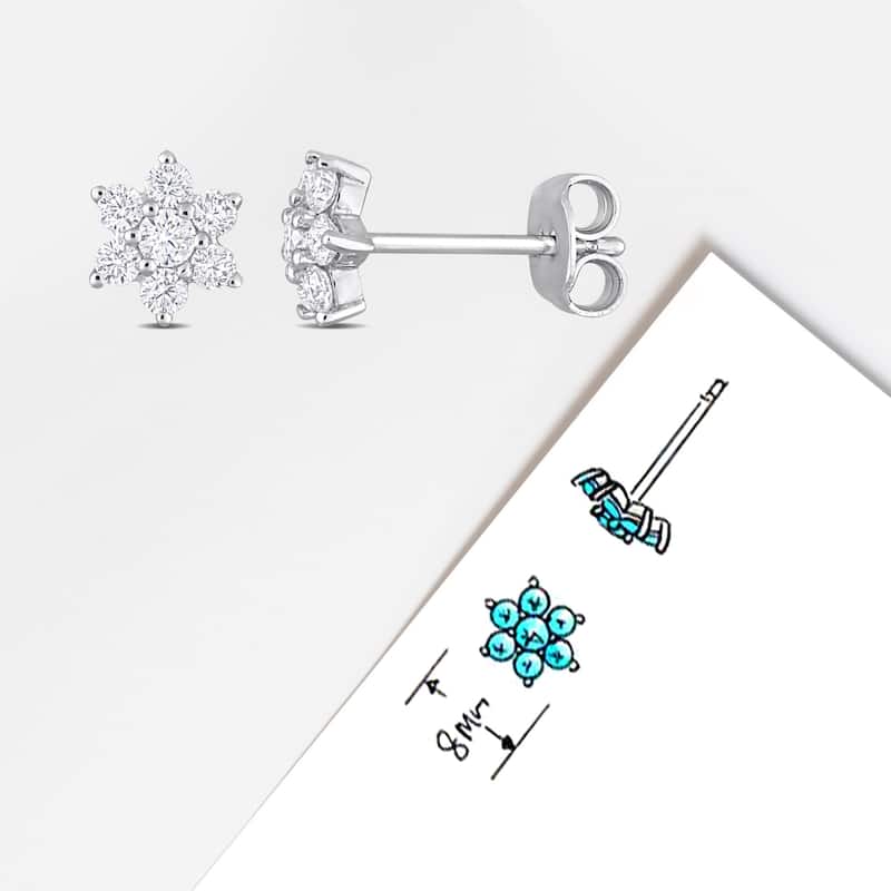 Miadora 1/2ct DEW Created Moissanite Floral Stud Earrings in Sterling Silver