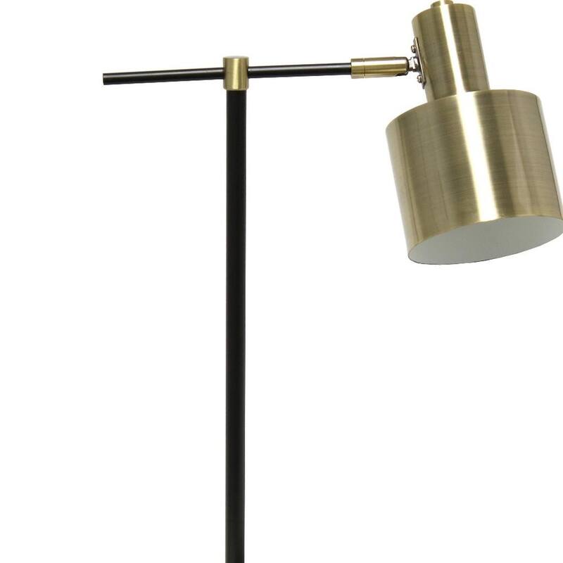 HomeRoots 22" Antiqued Brass And Black Metal Table Lamp With Antiqued Brass Globe Shade - 7.00 in. x 21.80 in. x 15.50 in.