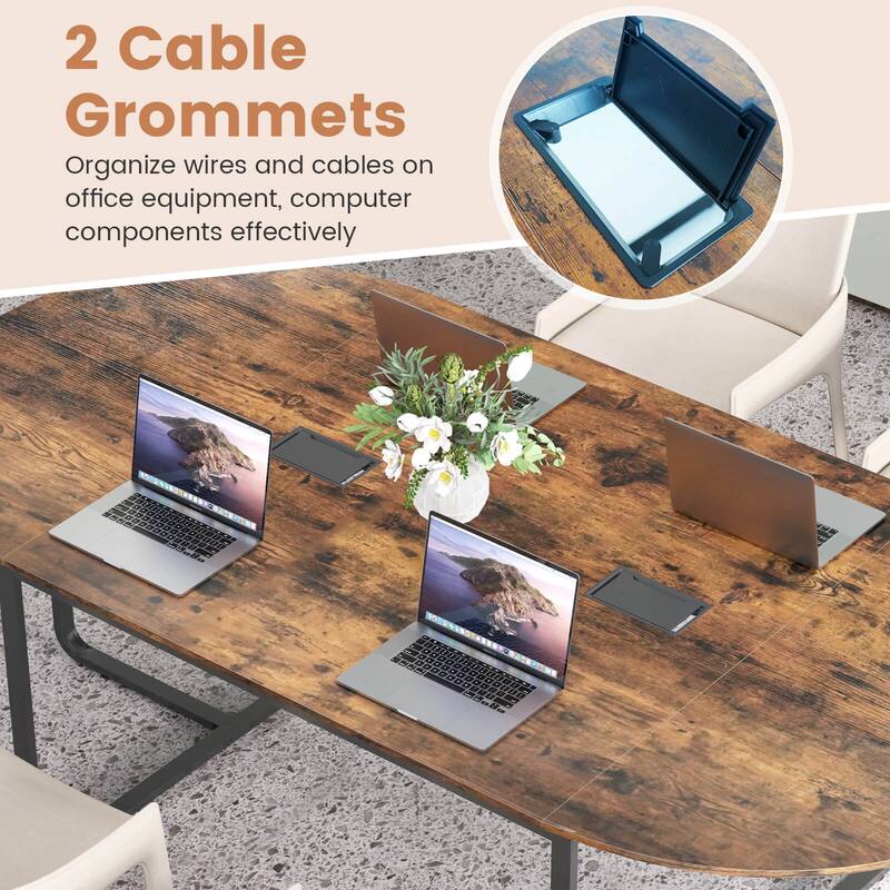95" Conference Table Large Oval Meeting Table for 10-12 People