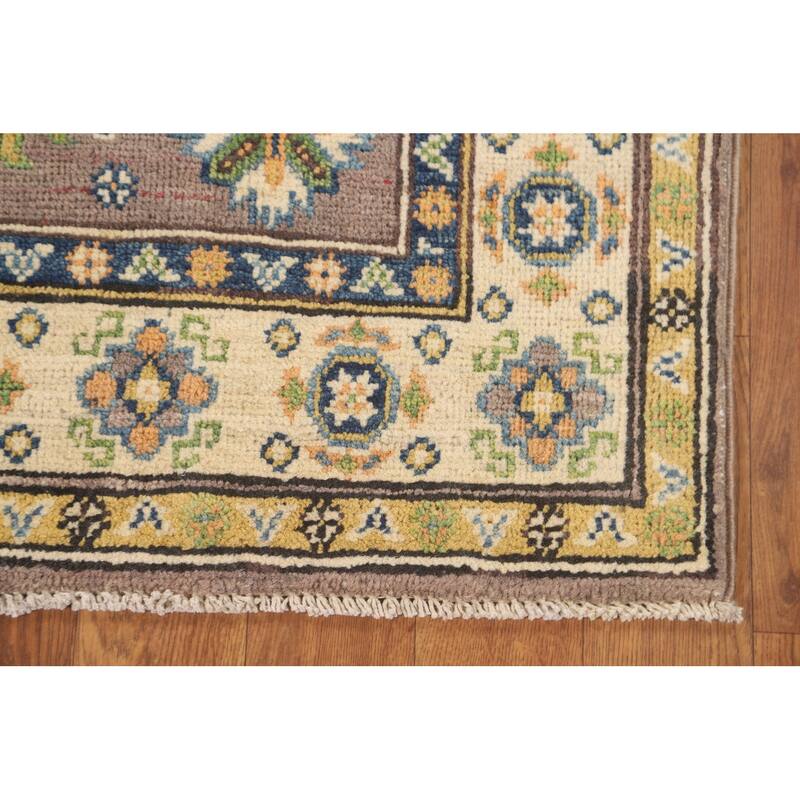 Brown Kazak Oriental Accent Rug Handmade Wool Carpet - 2'8" x 4'0"