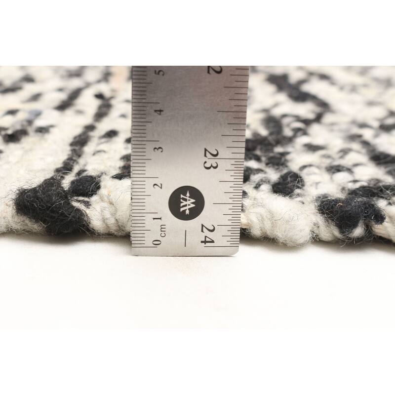 ECARPETGALLERY Braid weave Sienna Black Wool Rug - 6'1 x 9'0