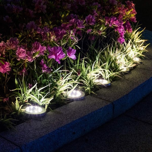 Solar Ground LED Lights In-Ground Disk Garden Lights (12 Pack/4 Pack ...