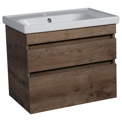 Modern Wall-Mounted Bathroom Vanity with Washbasin Niagara Rosewood Non-Toxic MDF-24"-Simple 32"