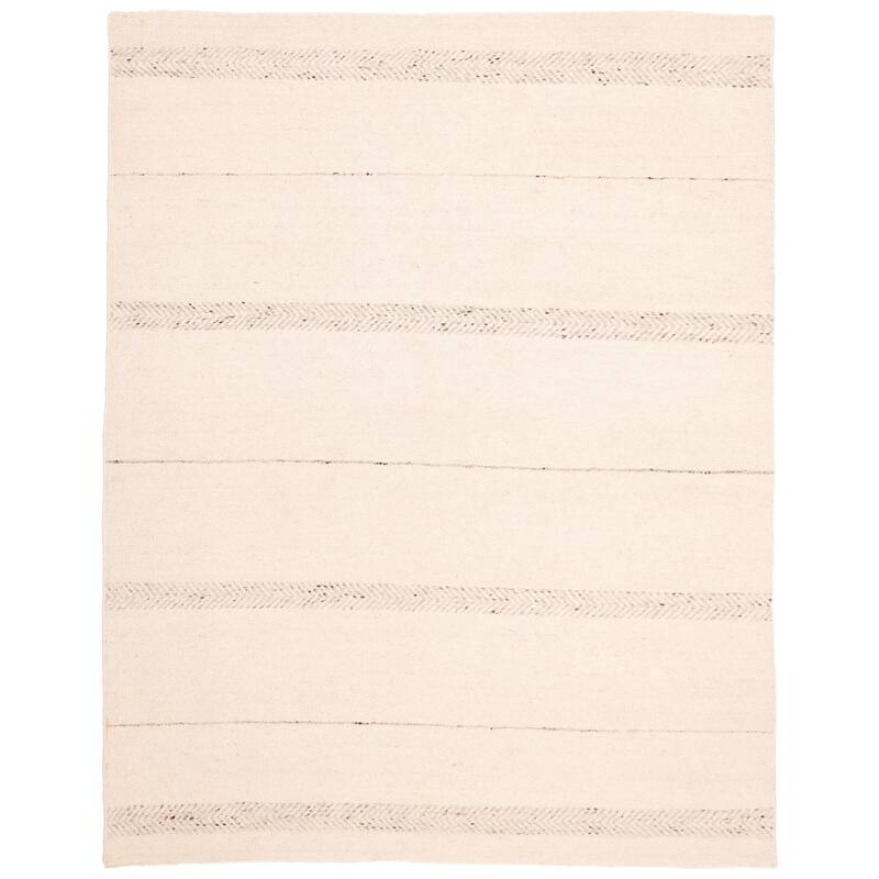 ECARPETGALLERY Hand Woven Looma Cream Wool Rug - 8'10 x 11'9