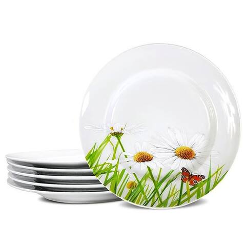 STP-Goods Daisy Porcelain Salad / Dessert Plate 7.9" Set of 4