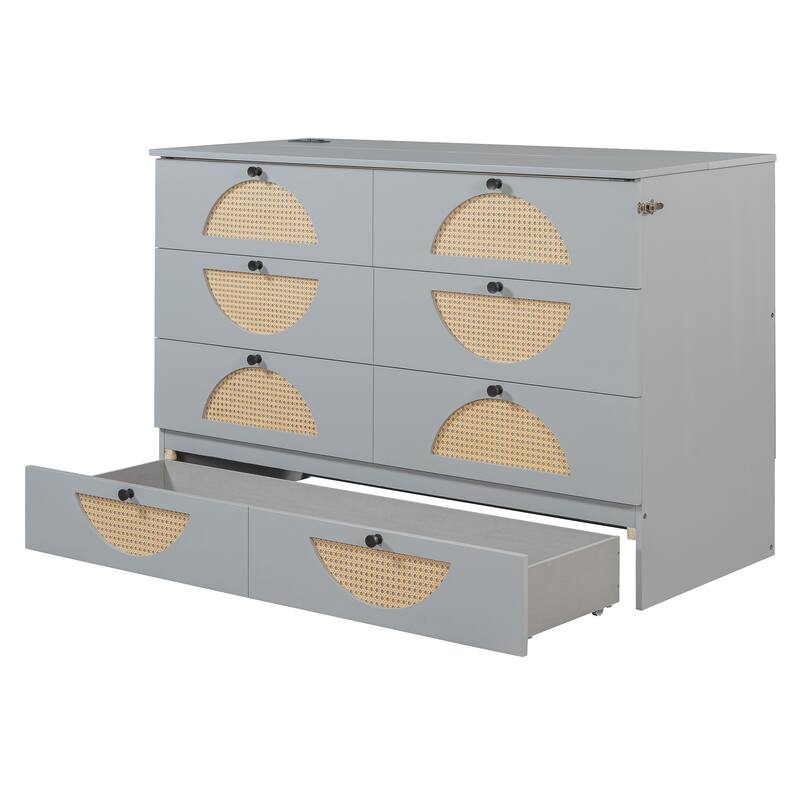 Modern Murphy Bed with Drawer, USB Ports, and Outlets