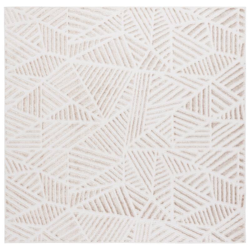 SAFAVIEH Maya Frankie Modern Contemporary Rug - 6'7" Square - Ivory/Beige